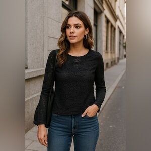 NOBO lace cross back long sleeve shirt